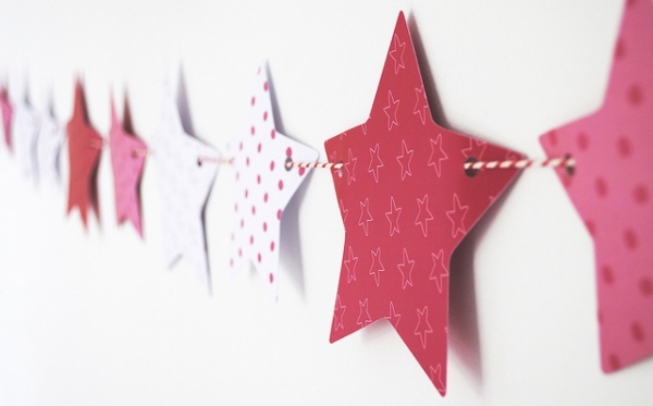 Papper papper stjärna-mönster-röd-vit-krans dekorera till jul