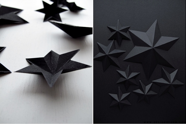 Svarta stjärnor papper papper julsmycken Vinterdekoration idéer kartong