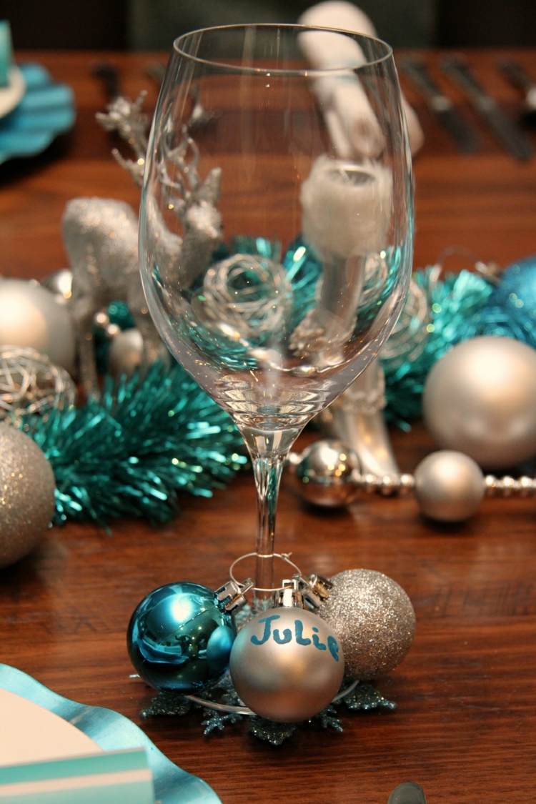 juldekoration vinglas turkos silver dekorera bollar eleganta