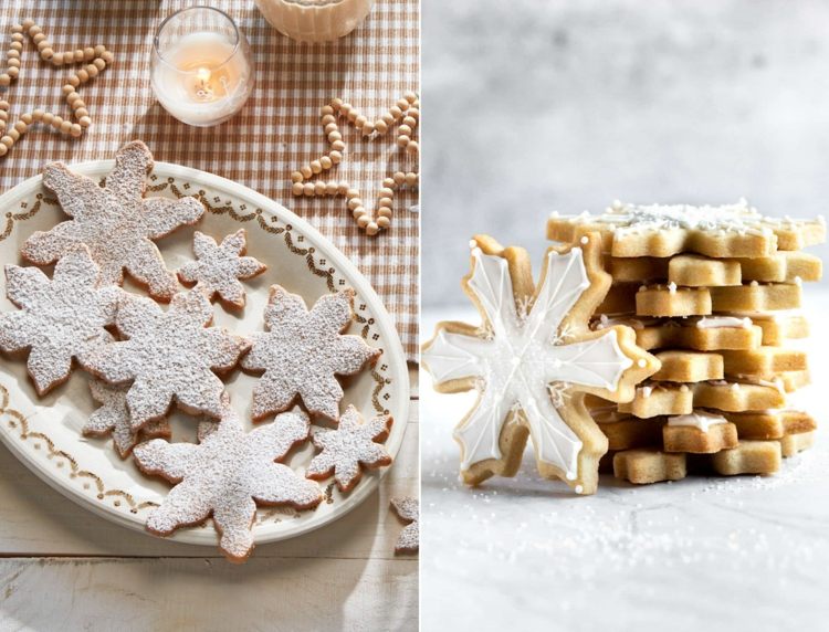 Julkakorecept - kakor med pekannötter i form av snöflingor