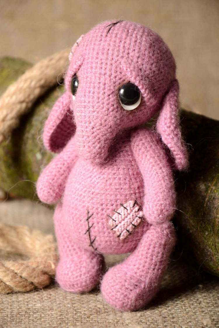 julklappar-barn-söt-elefant-rosa-virkad-handgjord