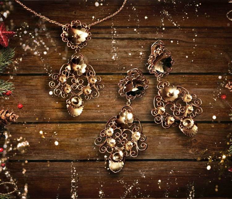 Julklappar idéer guld smycken halsband örhängen