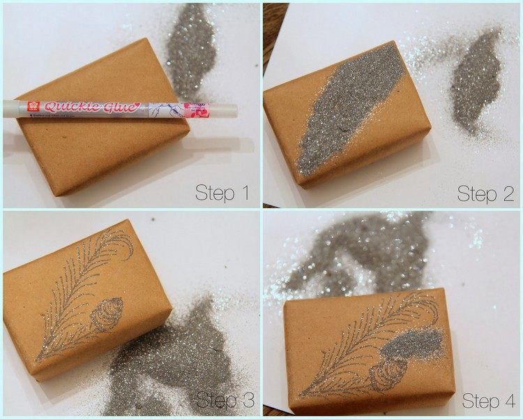 jul-present-inslagning-instruktioner-silverfärgade-glitter-kraft-papper