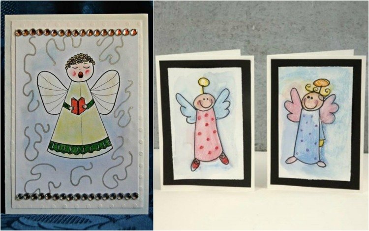 Gör julkort med barn måla en ängelfigur
