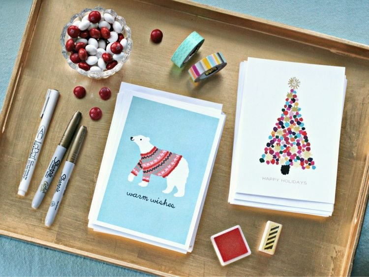 Julkort-gör-det-själv-idéer-kreativa-material-verktyg-inspirationer