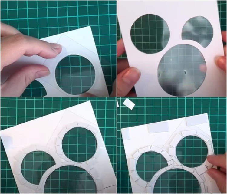 Gör ett skakarkort med ett fönster av plastfilm
