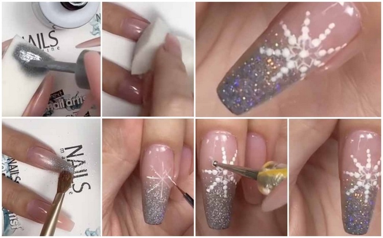 måla snöflingor på naglarna själv