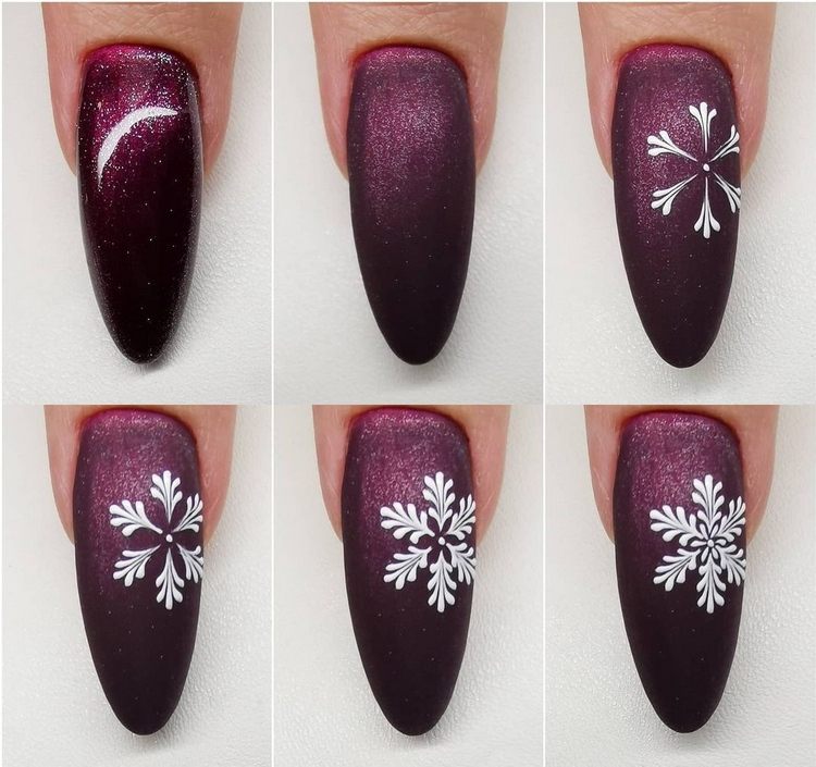 Hur man målar snöflingor på naglar
