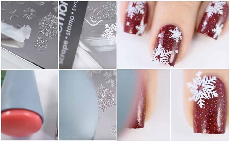 Gör snöflingor på naglarna själv med en stämplingsmall