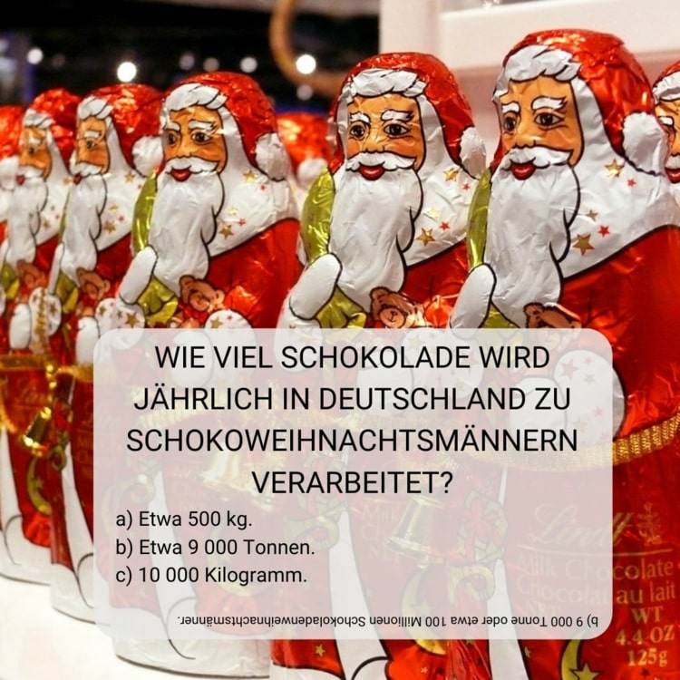 Hur mycket choklad görs till choklad Santa Claus varje år i Tyskland?