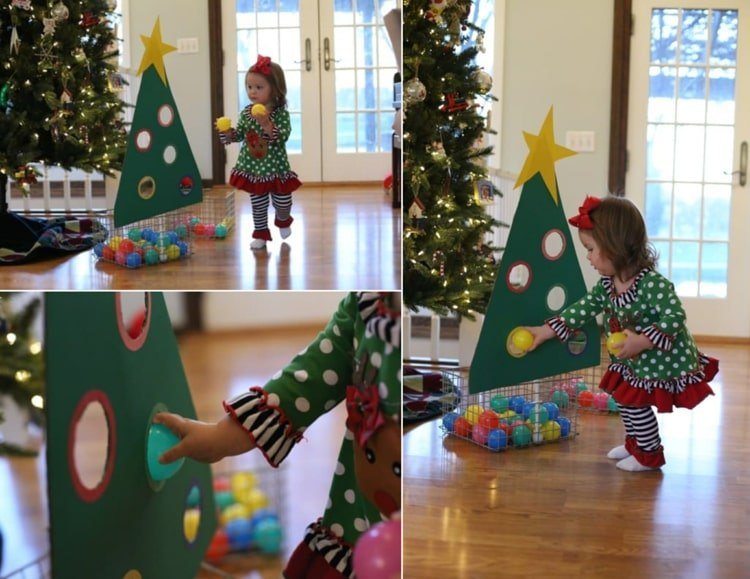 Matchande spel för småbarn till jul - lär dig färger med bollar