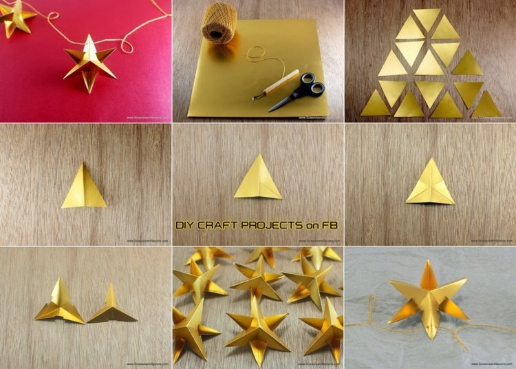 julstjärnor tinker guldpapper vikning origami idé