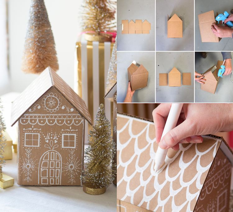 Tinker julförpackning Gör ditt eget hus av kartong och måla det