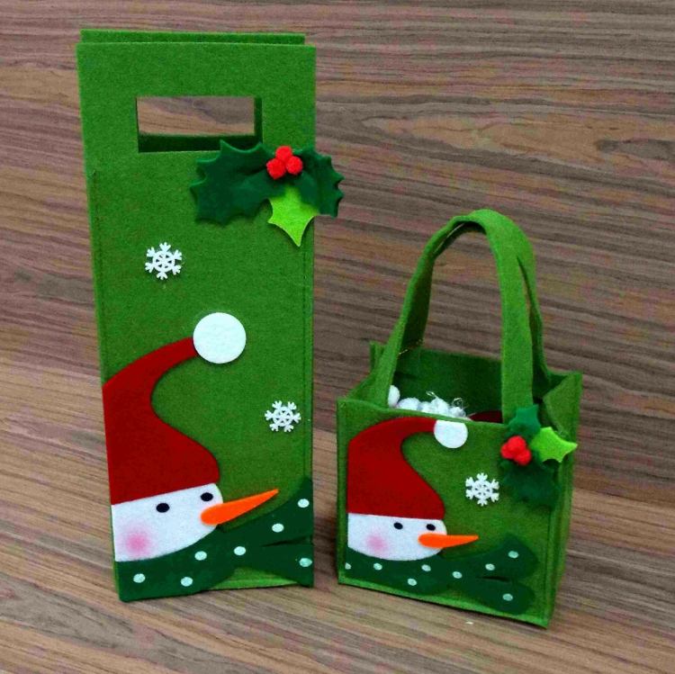 vinflaskor till jul kände idé tinker väska gåva snögubbe