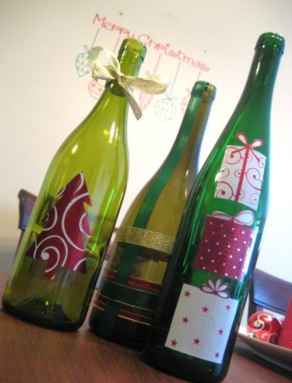 vinflaskor för julförpackning omslagspapper pinne dekorera