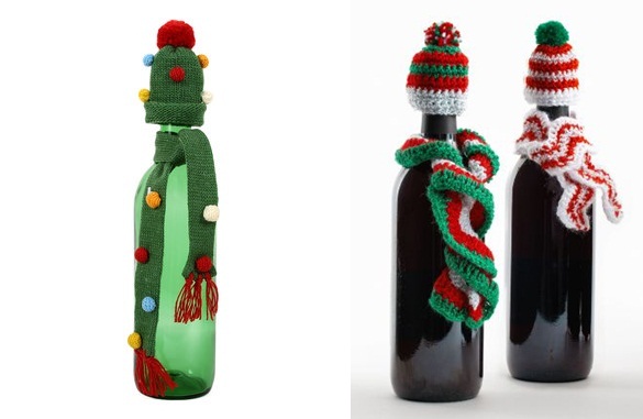 vinflaskor julklä upp halsdukar idéer