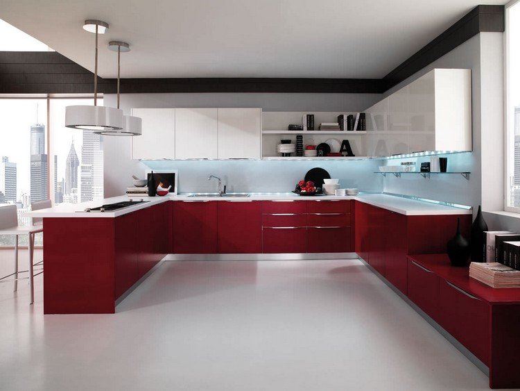 vilken-färg-kök-modern-blod-röd-nedre-skåp-vit-övre-skåp-led-lampor-AIRONE-Torchetti-Cuisine