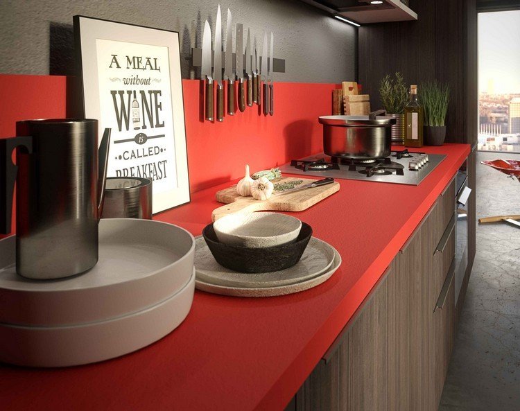 vilken-färg-kök-röd-bänkskiva-valnöt-fronter-stål-handtag-Abaco-Snaidero