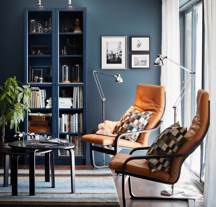 brunblå färgkombination modernt möbleringsexempel