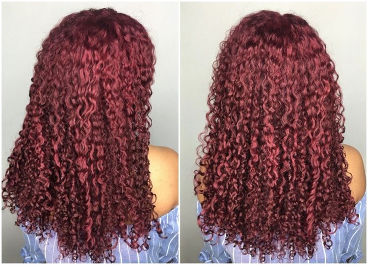 Marsala röd hårfärg för naturliga lockar