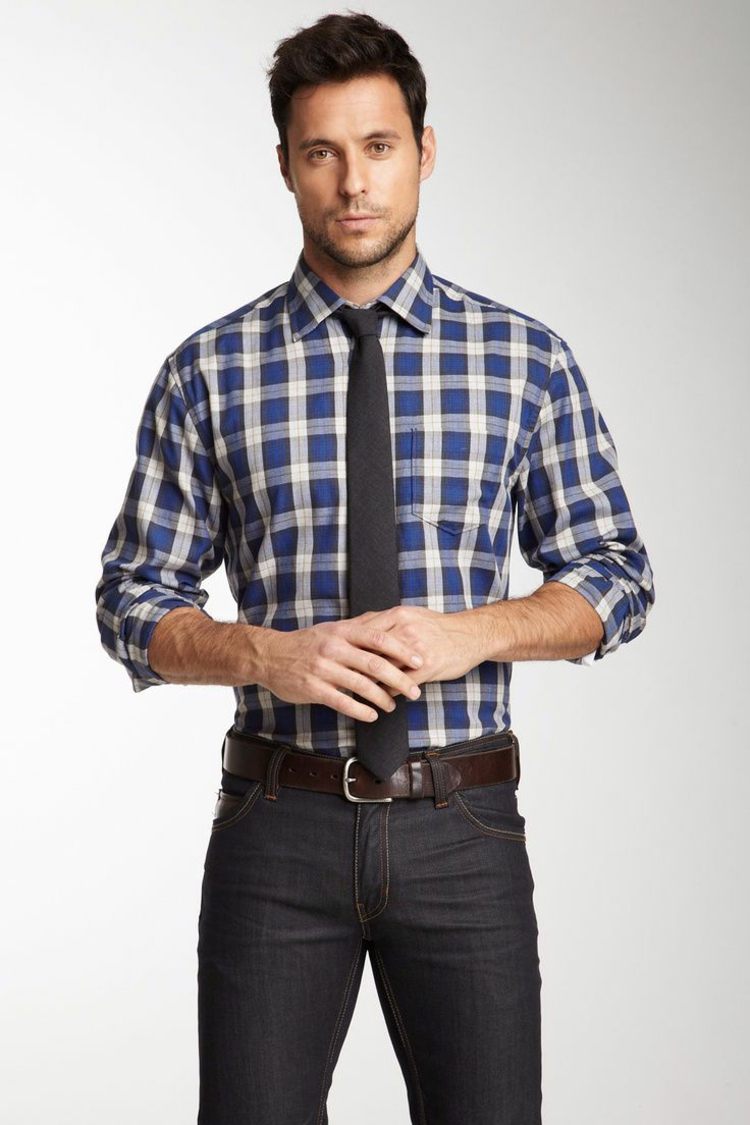 vilken slips till vilken skjorta vanlig rutig skjorta blå svarta jeans