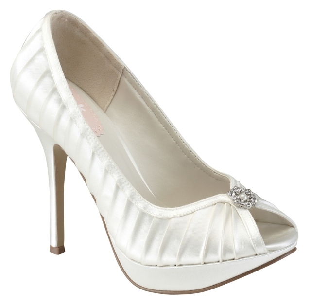 Satin peep toe pumps bröllop mode skor för kvinnor