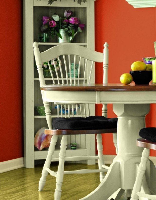 vägg-färg-kök-idéer-orange-möbler-lantlig stil