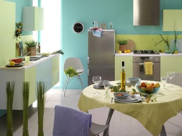 väggfärg-kök-ljusblått-grönt-friskt utseende