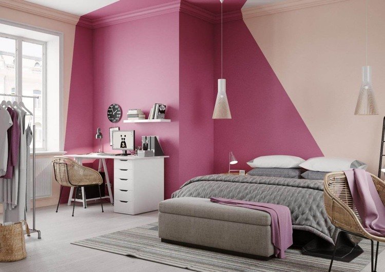 schwalfzimmer färgade väggar rumseffekt reglerar rumskampanjer fuchsia -kräm