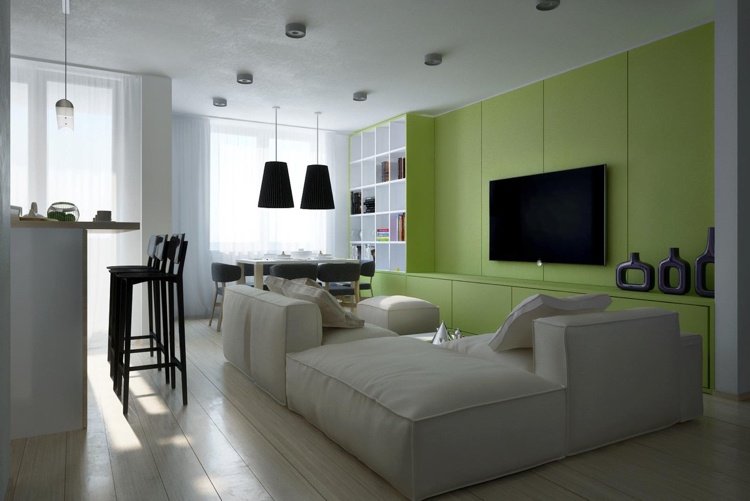Apple grön väggfärg i vardagsrummet i grädde och naken nyanser idéer för kombinationer