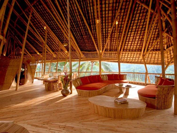 vilken-trä-terrass-bambu-terrass takläggning-exotisk