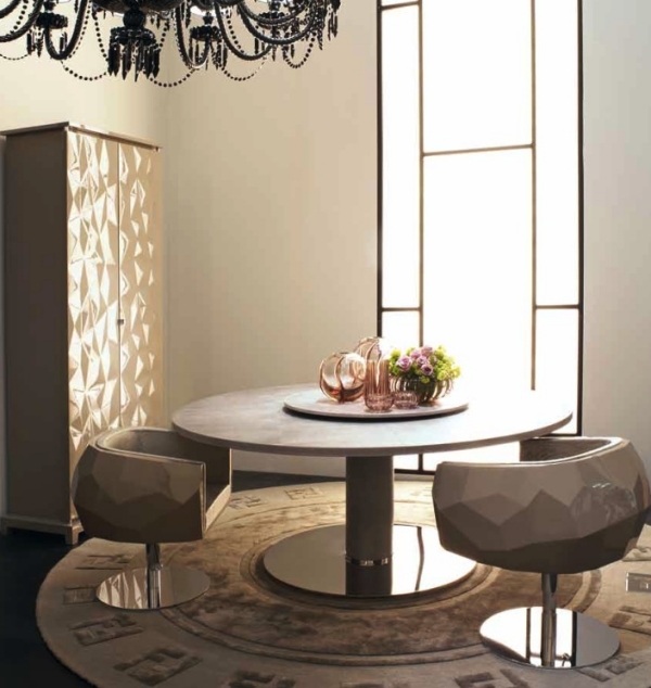Fendi designmöbler glansig fåtölj runt bord