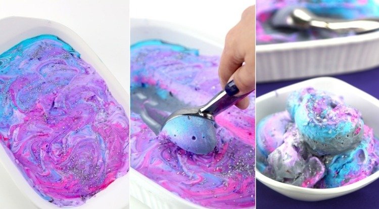 Space party dessert - gör din egen glass i galaktiska färger