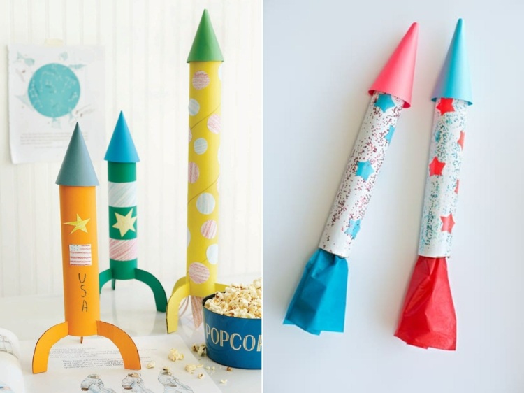Gör hantverk med barn på rymdfesten - gör raketer själv av papper