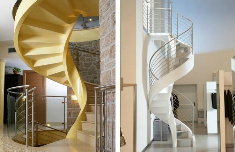 design spiraltrappa gul vit cement attraktiv idé italien