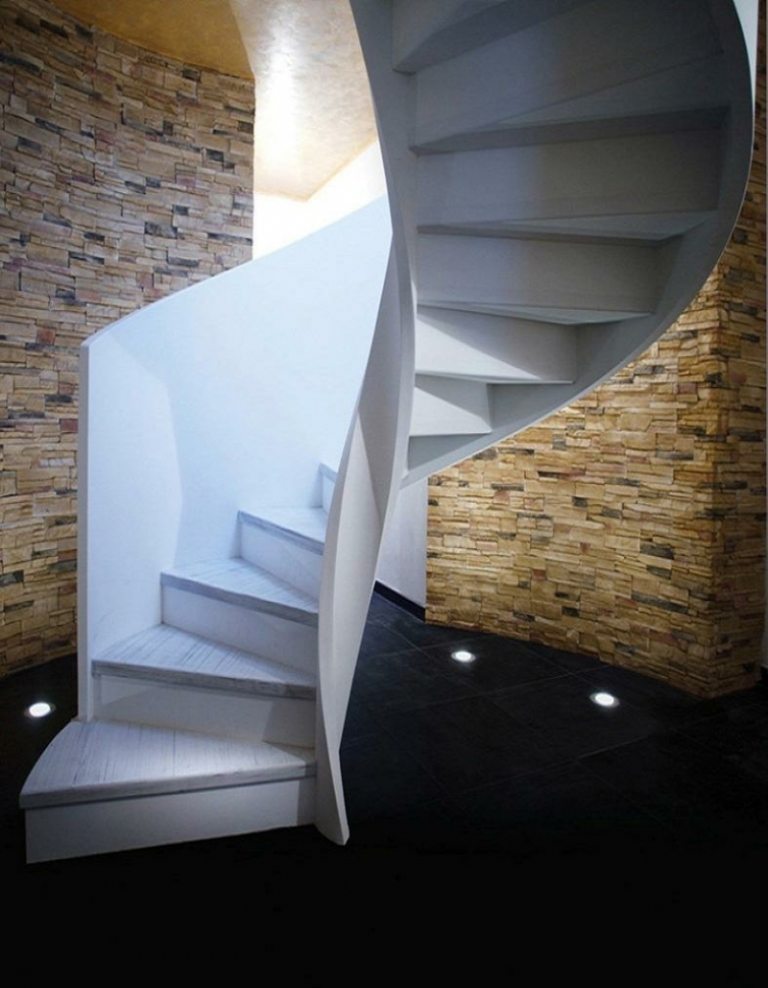 spiraltrappa design betongmaterial vit elegant stenmur