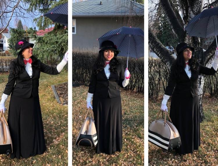 Mardi Gras kostymidé med kavaj och lång kjol till Mary Poppins
