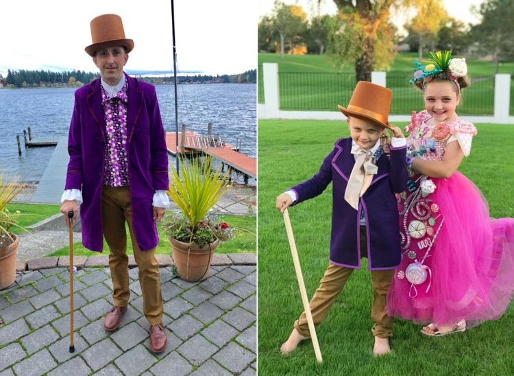Willy Wonka från den gamla filmversionen med käpp, hatt och kappa