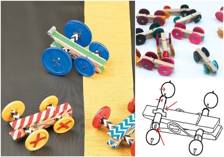 träverk-barn-idéer-pojkar-småbarn-racer-bilar-knappar-träpinnar