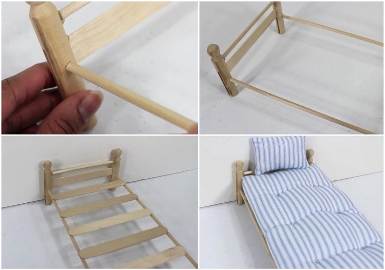 träverk-barn-idéer-dock-säng-enkla instruktioner-trä spatlar-ätpinnar-runda-huvud-klämmor