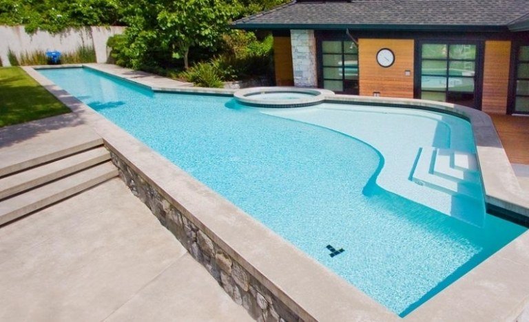 Hot tub trädgård pool betong design