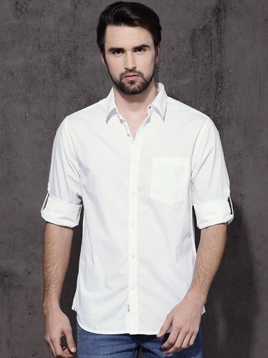 Ανδρικό πουκάμισο με λευκό κουμπί
