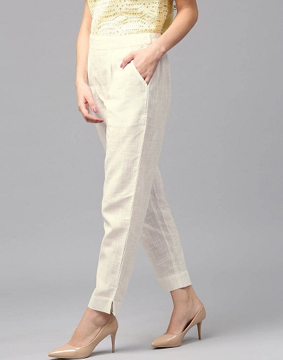Γυναικείο λευκό βαμβακερό παντελόνι