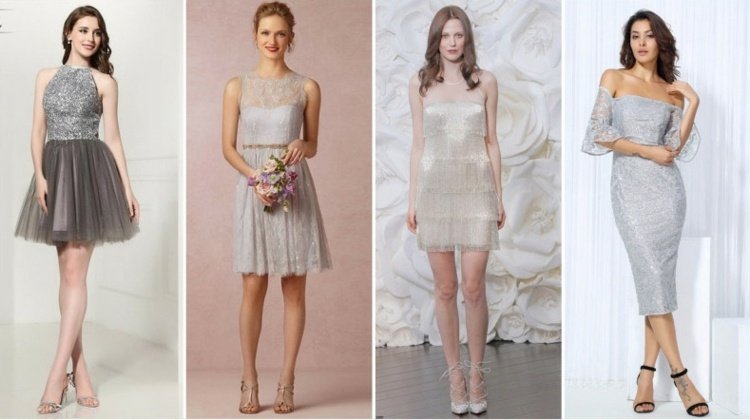 En kort brudklänning i silver eller grå ser modern, flickaktig eller elegant ut