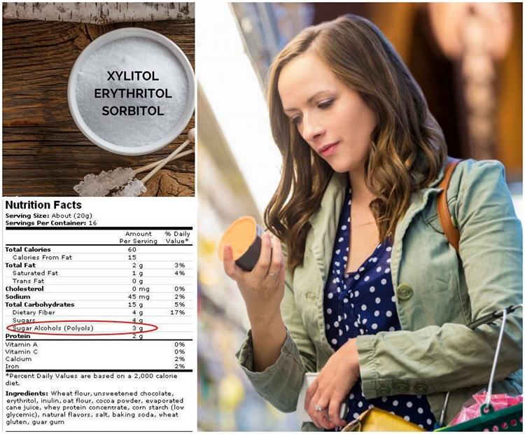 Sockeralkoholer i näringsinformationen på etiketten