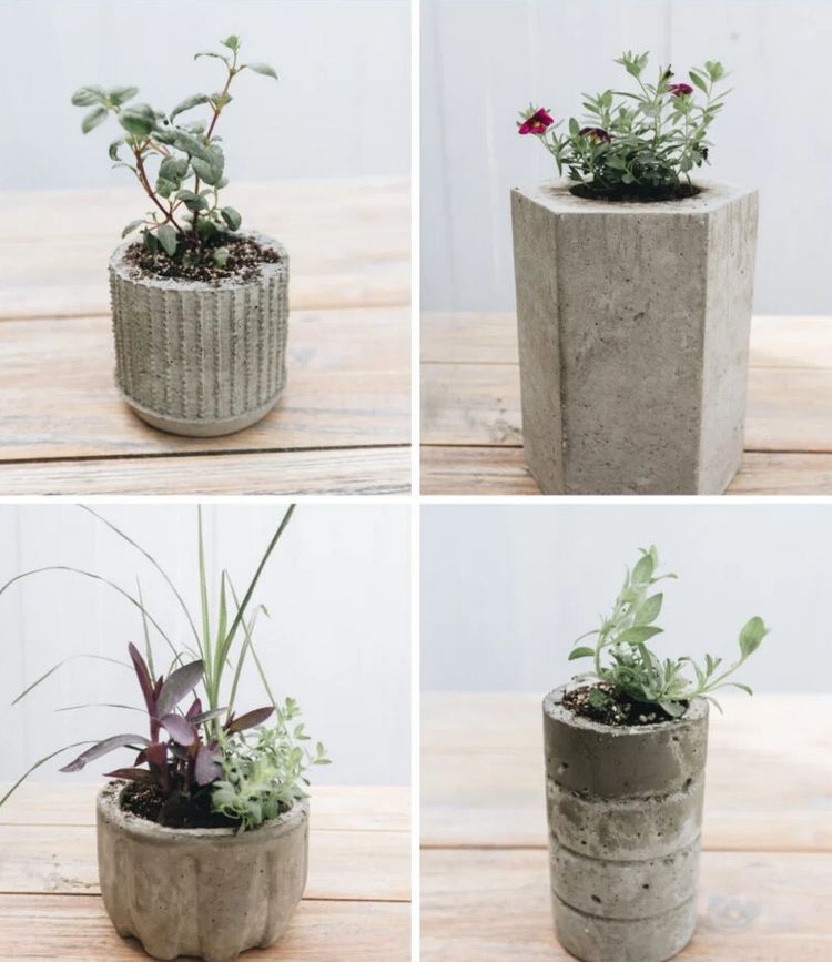 Coola idéer för betongblomkrukor DIY