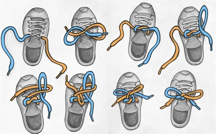 Lär dig att knyta skor med fyrkantiga knop som en klassiker med instruktioner
