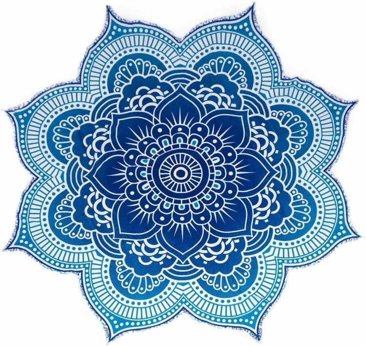 Designa självjärnöverföringar-blommig mandala till strykjärn gjord av blå nyanser