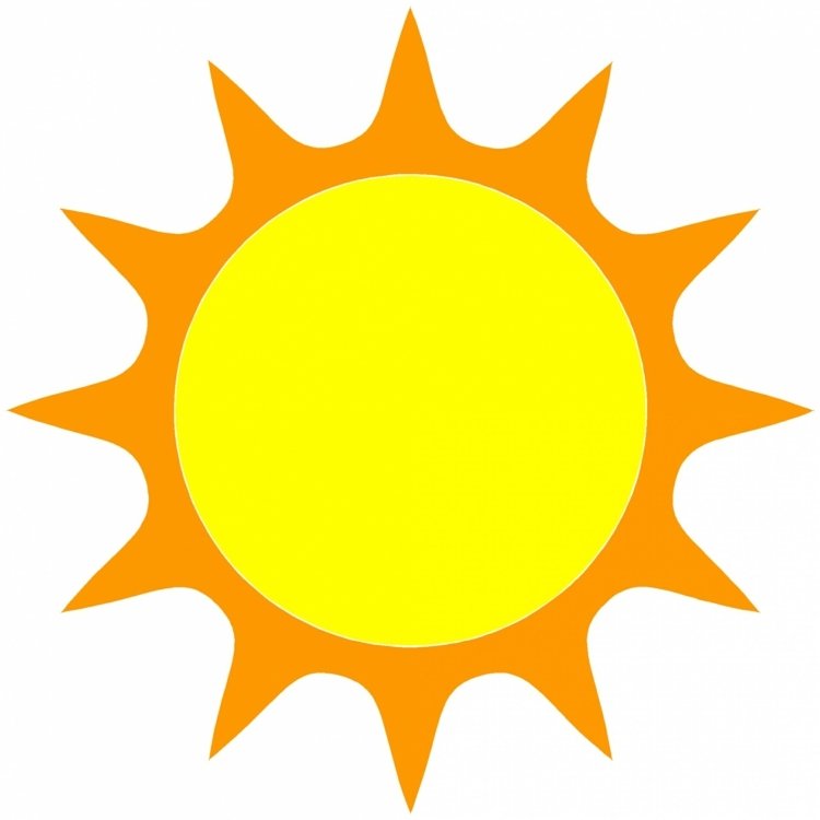 Glad gul och orange sol med solstrålar - strykjärnsmall