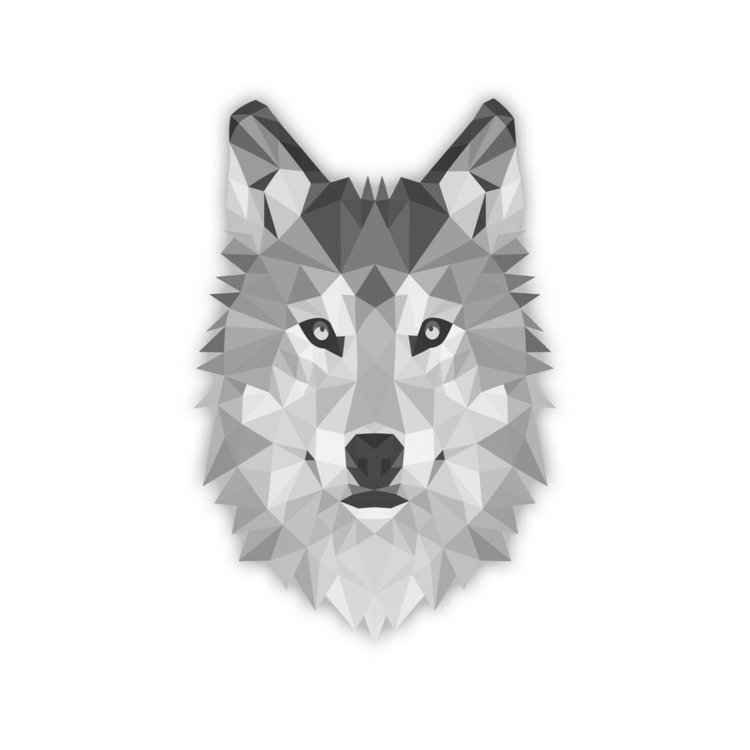 Wolf som en monokrom järnöverföring med en geometrisk design